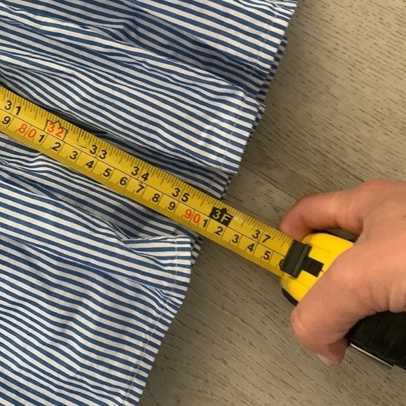 J. Crew Blue and White Striped Popover Tiered Ruffle Dress size small pockets - Picture 6 of 14